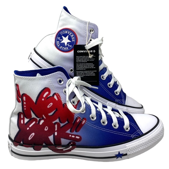 Converse Ctas High Top Shoes Canvas Sneaker For Women Blue White Skate A04167C - Picture 2 of 9